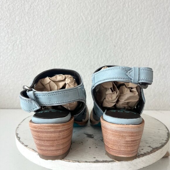 Lane Robin Mule Blue Cowboy Boots Womens 8 Cowgirl Western Leather Short Ankle - Picture 3 of 13